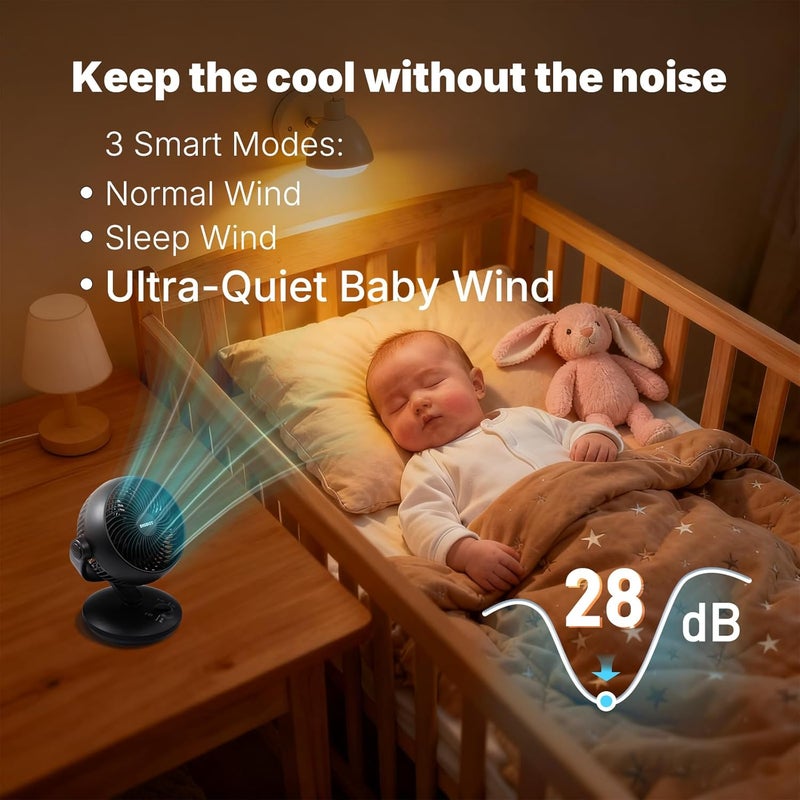 SIGBOT Fan for Bedroom with Remote,Ultra Quiet Desk Fans,with 3 Modes,8 Speeds,9-Hour Timer,10 inch,High-Velocity Cooling,Auto Oscillation Table Fans,Touch Control,for Home,Dorm,Clinic & Office - Image 5